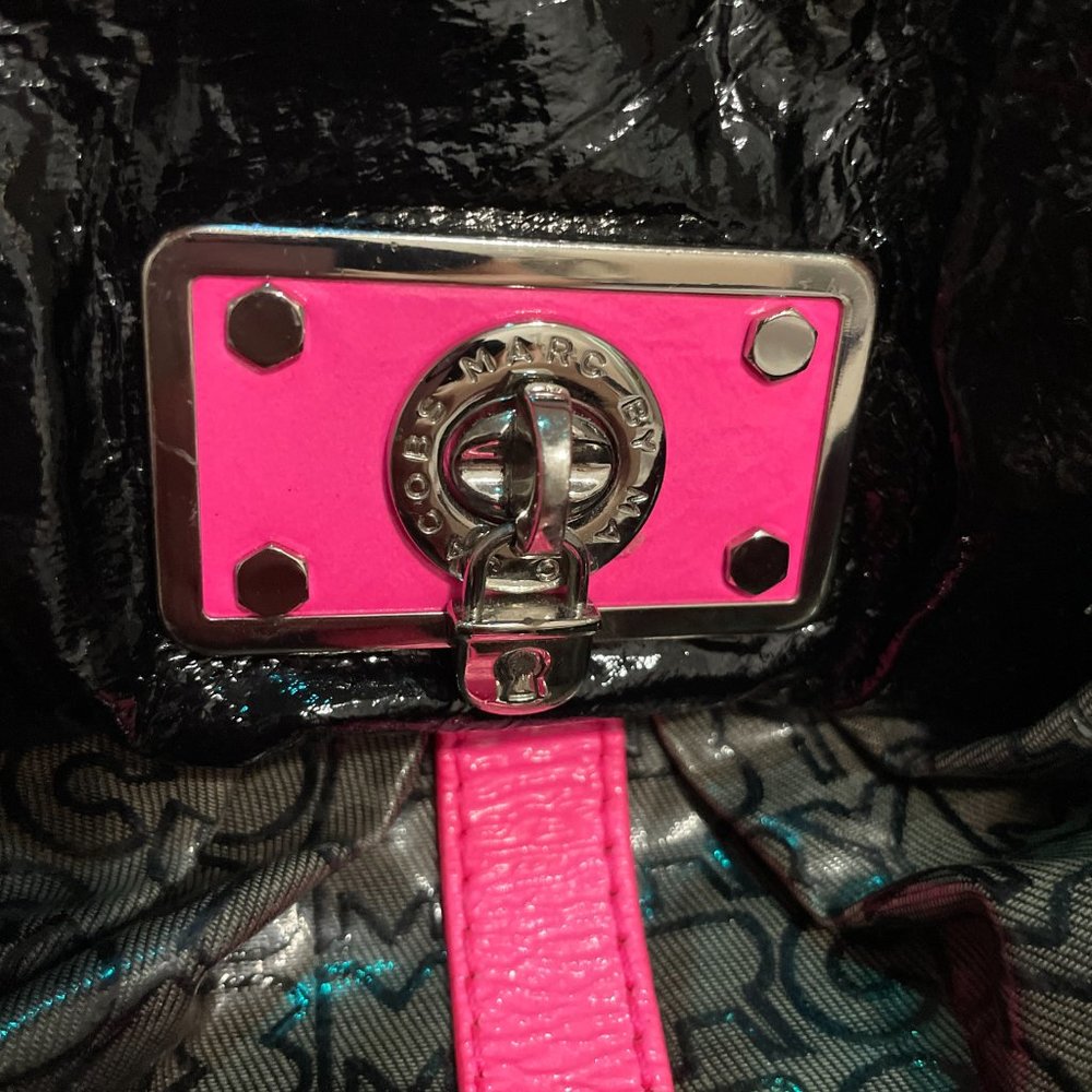 MARC JACOBS Early 2000s Vintage Bag & Wallet Set, Black & Pink w Silver Hardware - Picture 2 of 16